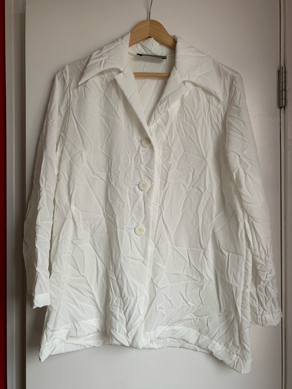 Vintage Marie Saint-Pierre blouse, iconic crinkled fabric, loose fit, off-white